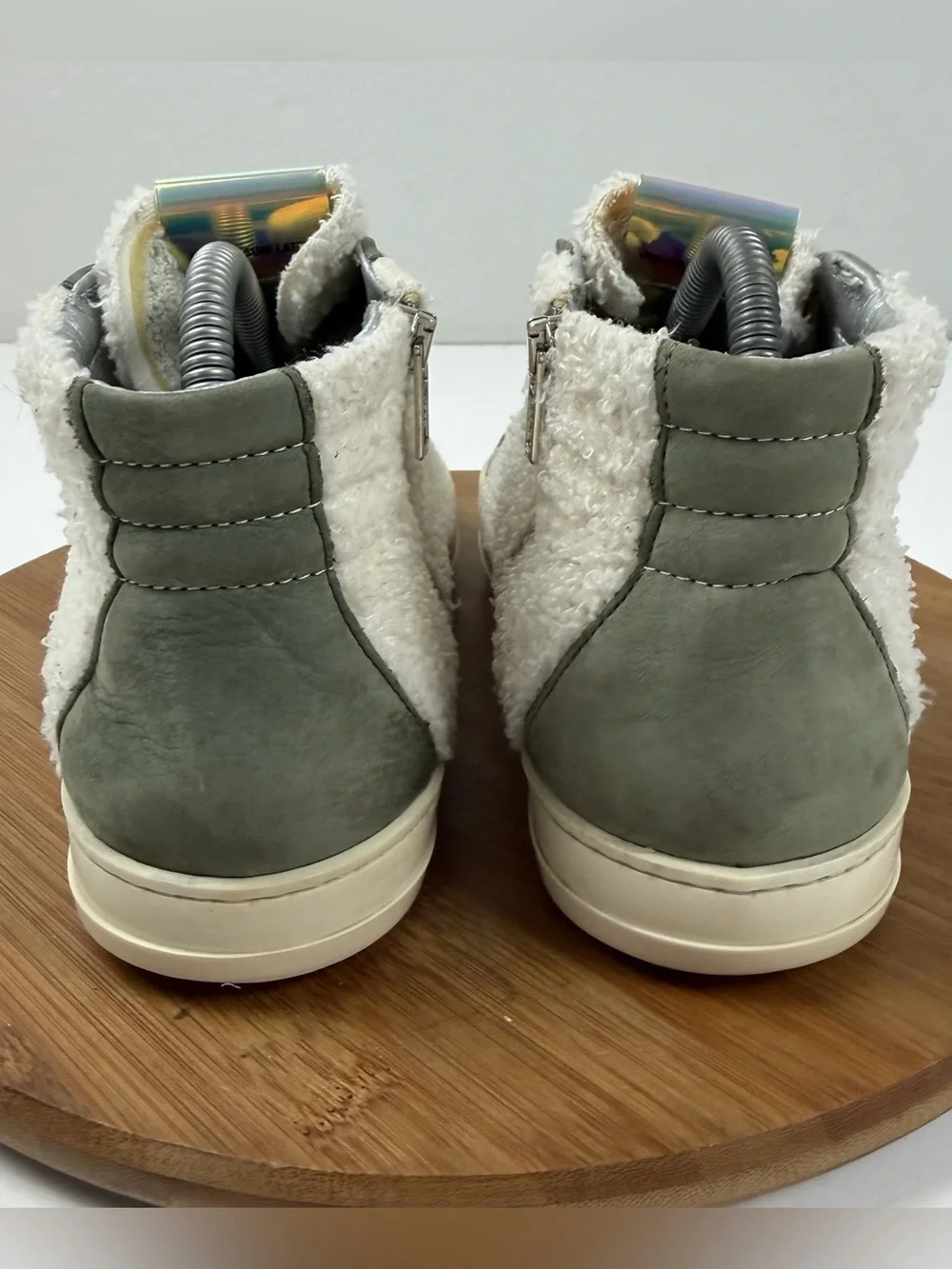 P448 Skate Wad High-Top Sneakers in Olive and Cream Sherpa